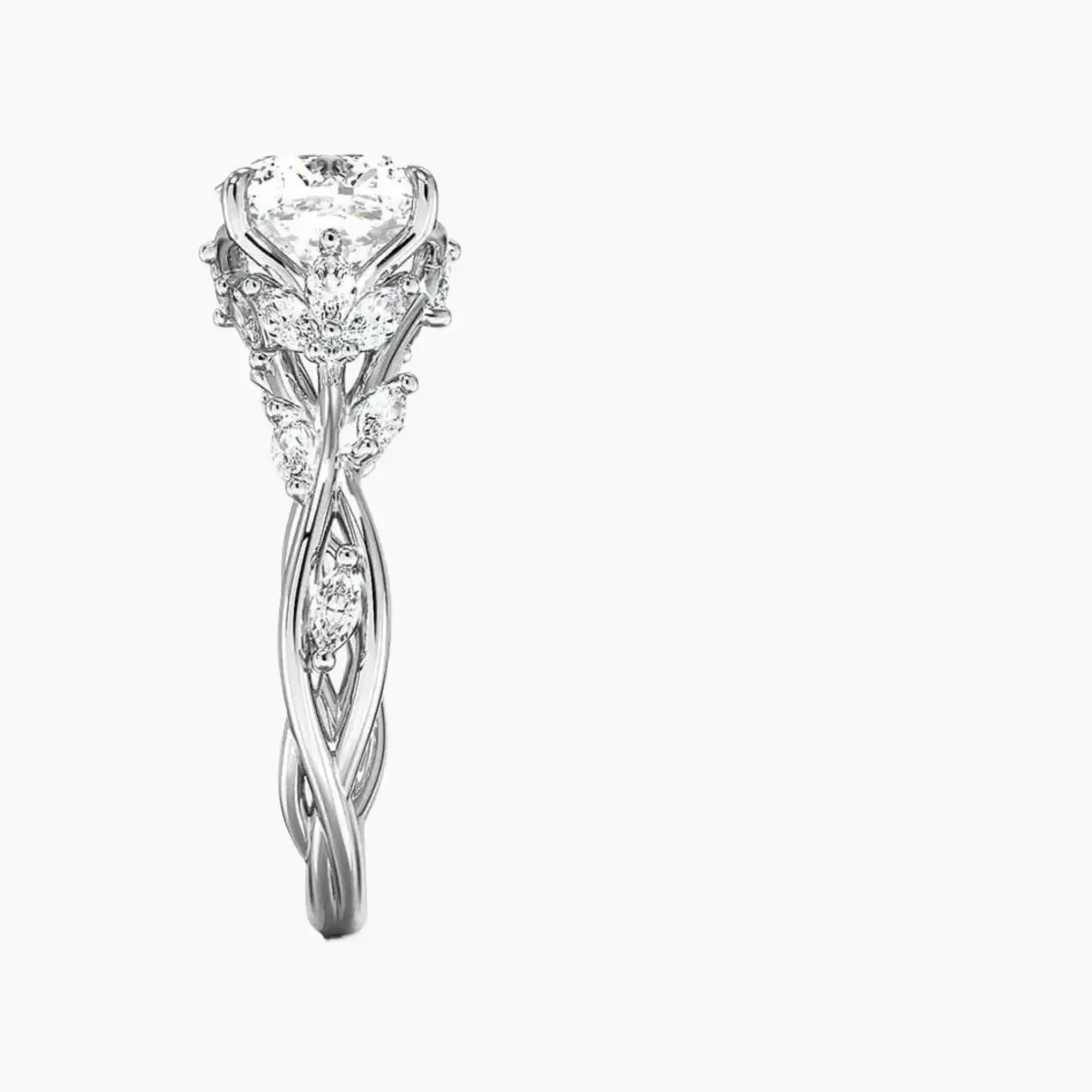 Florence 5 Carat Cushion Cut Solitaire Lab Grown Diamond Ring in 10K White Gold - View 3