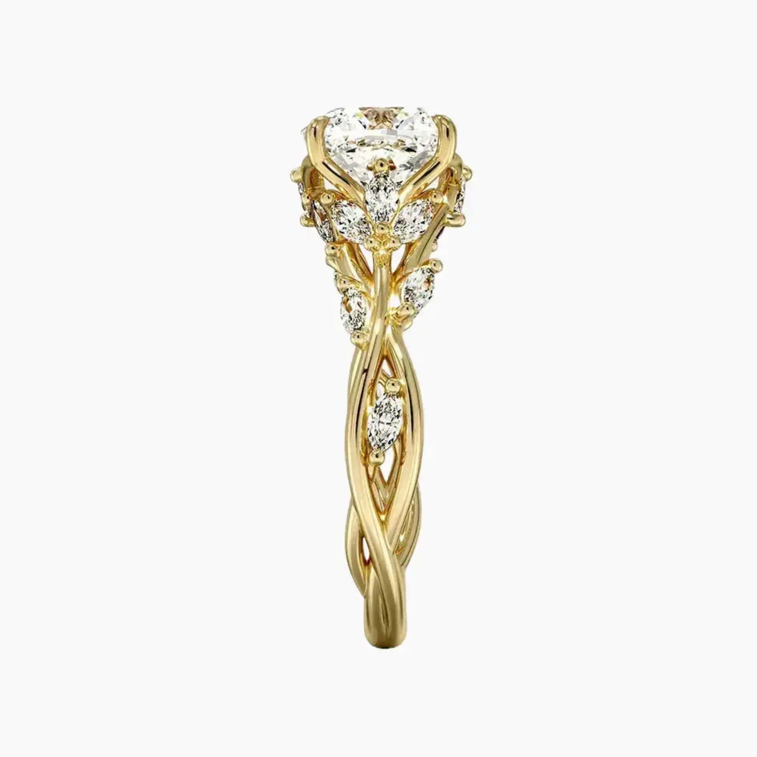 Florence 3 Carat Cushion Cut Solitaire Lab Grown Diamond Ring in 14K Yellow Gold - View 3