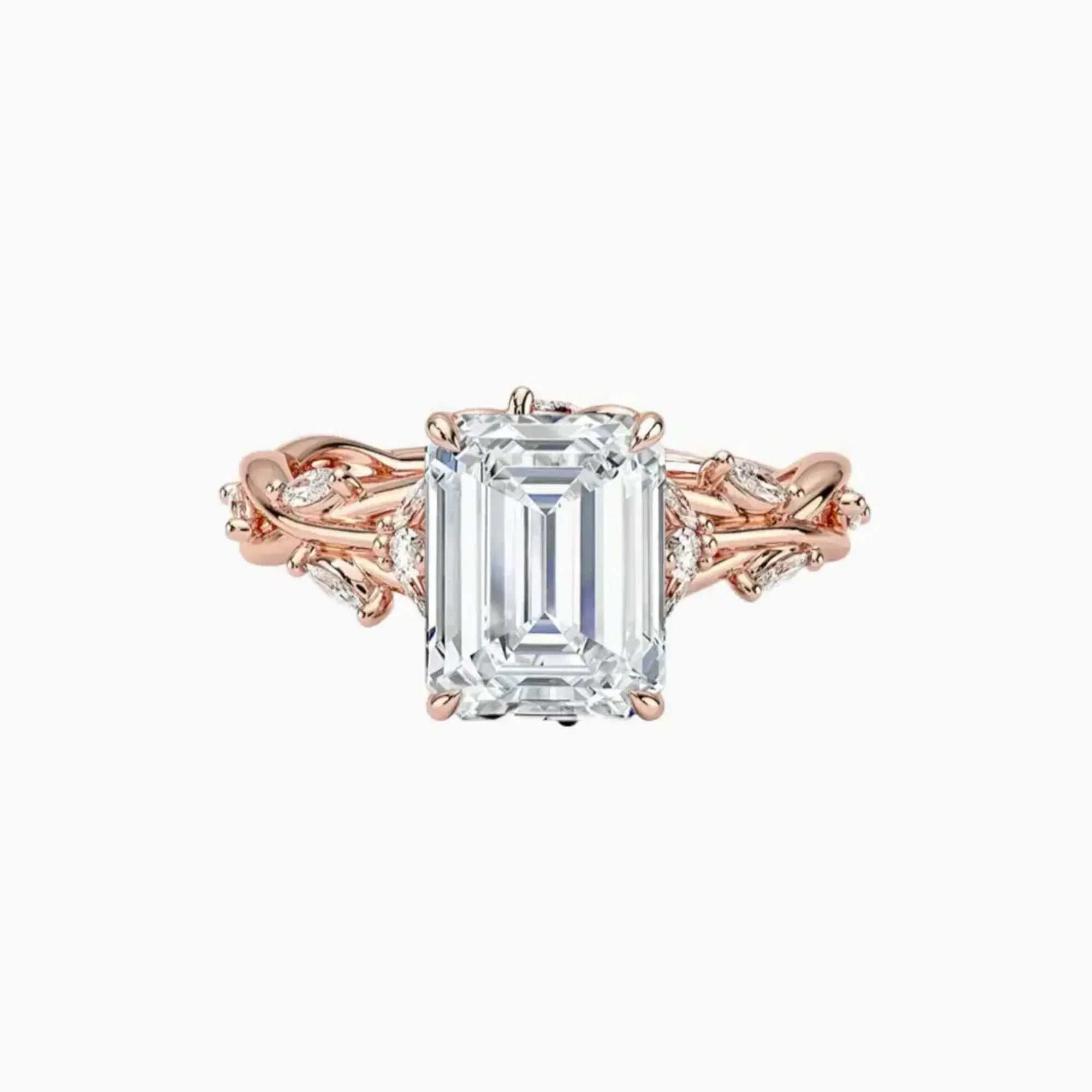 Florence 3.5 Carat Emerald Cut Solitaire Lab Grown Diamond Ring in Silver - View 4