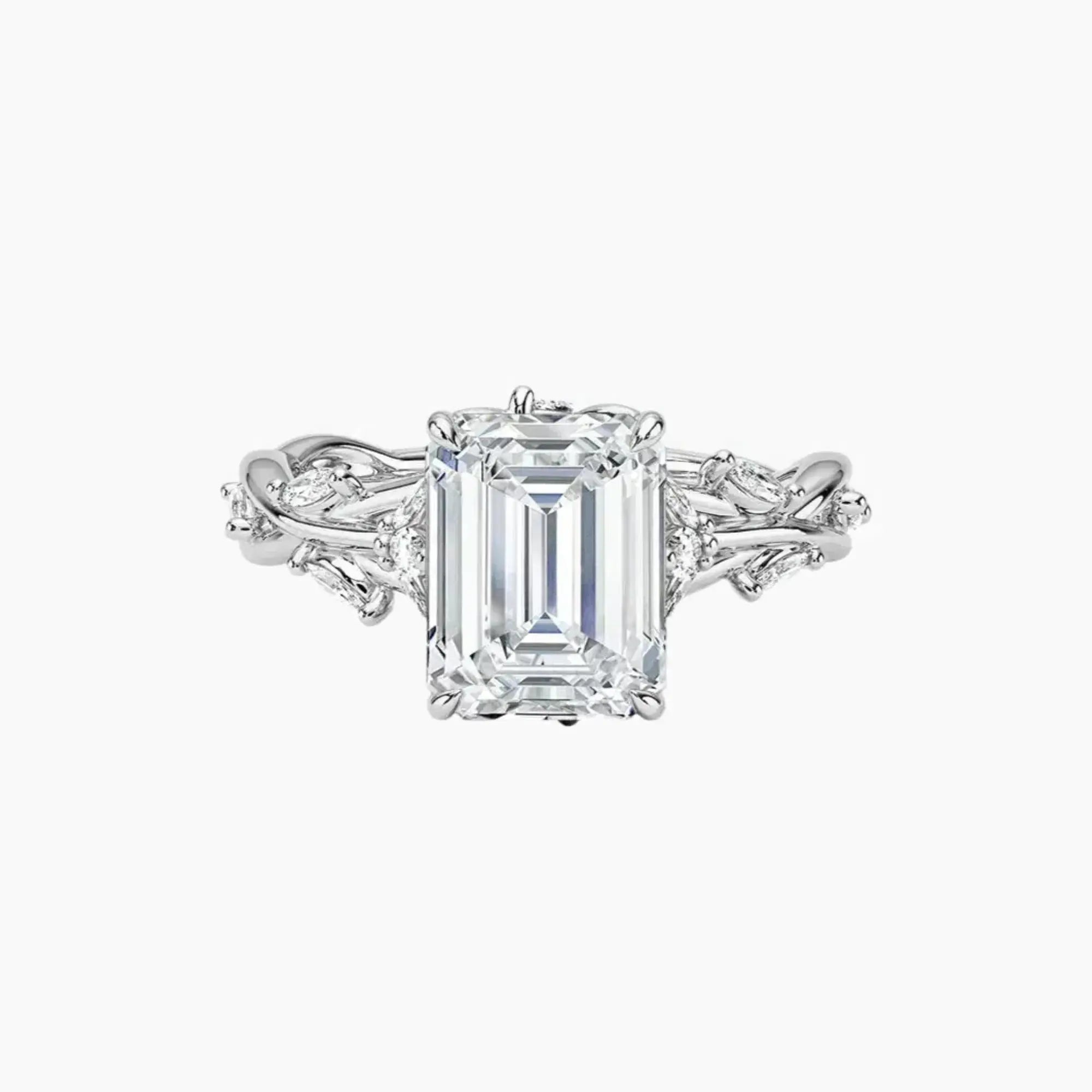 Florence 3 Carat Emerald Cut Solitaire Lab Grown Diamond Ring in 18K Rose Gold - View 4