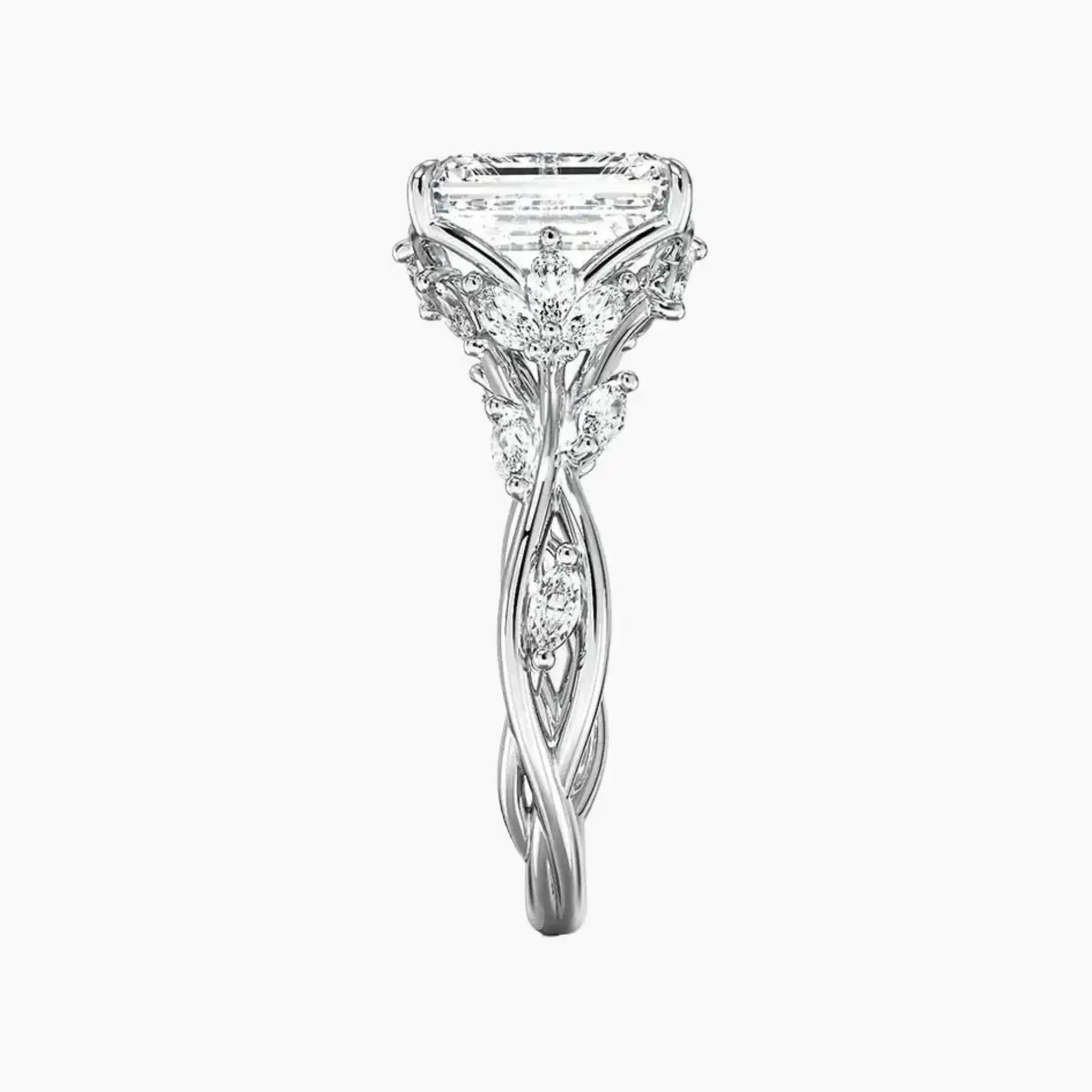 Florence 3.5 Carat Emerald Cut Solitaire Lab Grown Diamond Ring in Platinum - View 3
