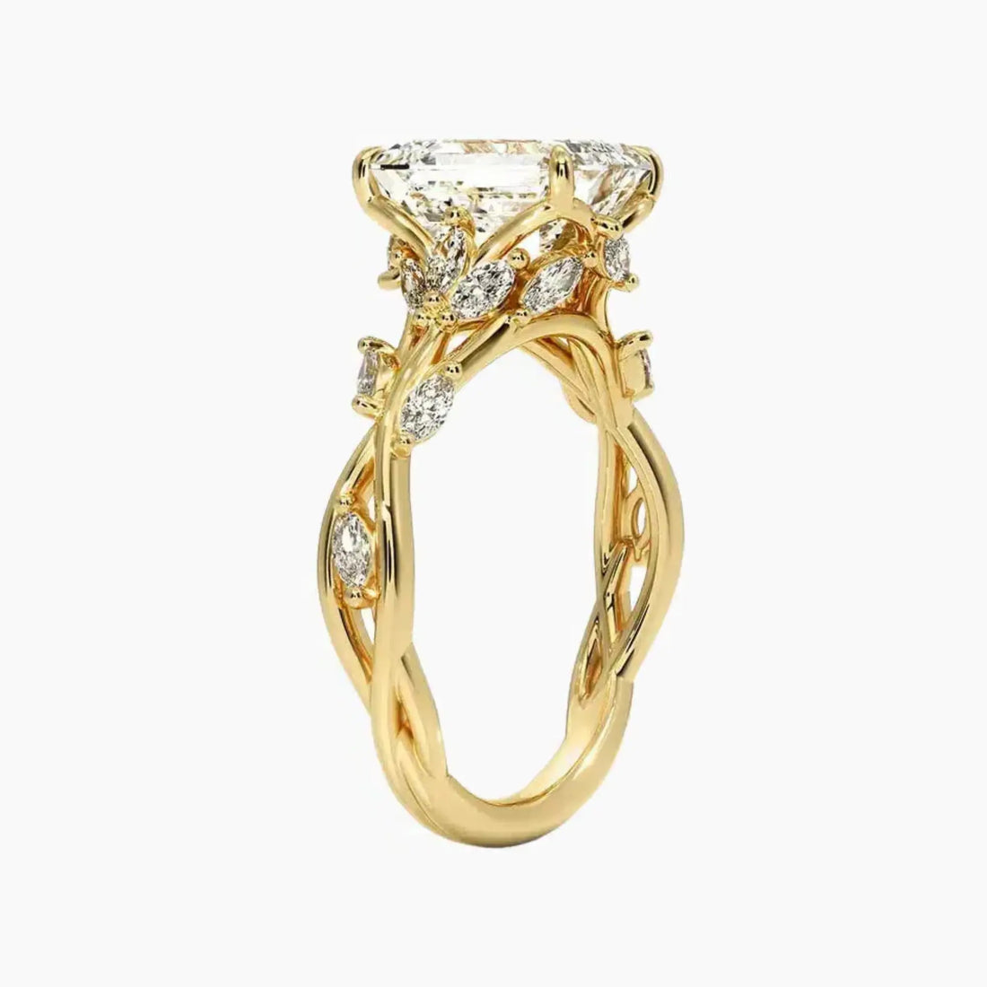 Florence 4 Carat Emerald Cut Solitaire Lab Grown Diamond Ring in 14K Yellow Gold - View 2