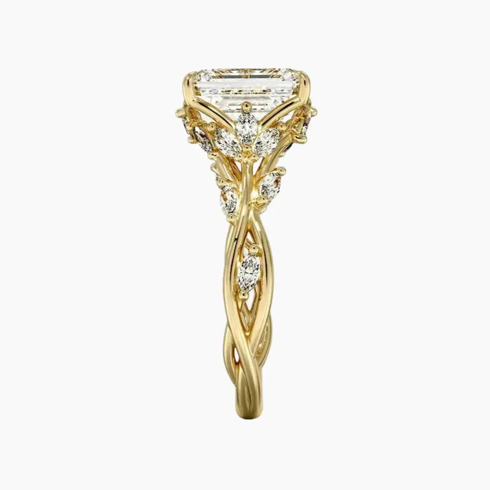 Florence 3 Carat Emerald Cut Solitaire Lab Grown Diamond Ring in Platinum - View 9