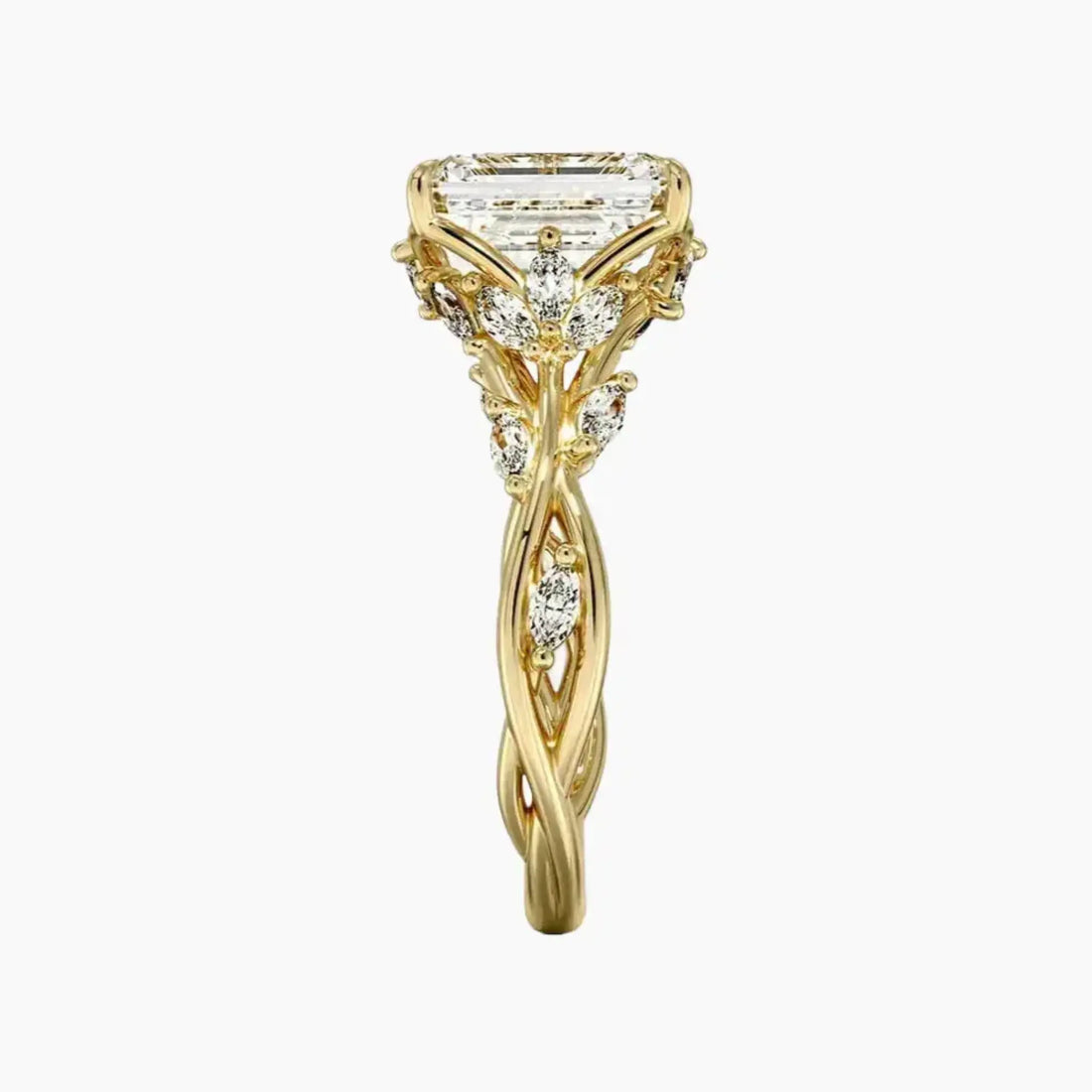 Florence 2 Carat Emerald Cut Solitaire Lab Grown Diamond Ring in 14K White Gold - View 9