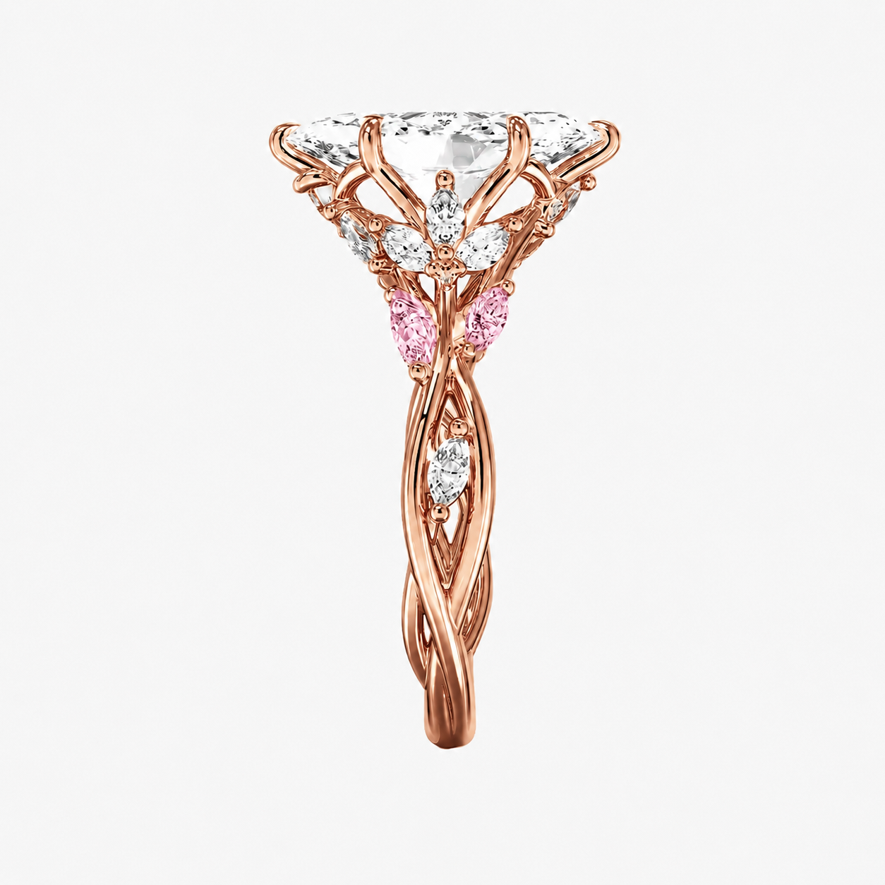 Florence 4 Carat Marquise Cut Solitaire Lab Grown Diamond Ring in 14K Rose Gold - View 7