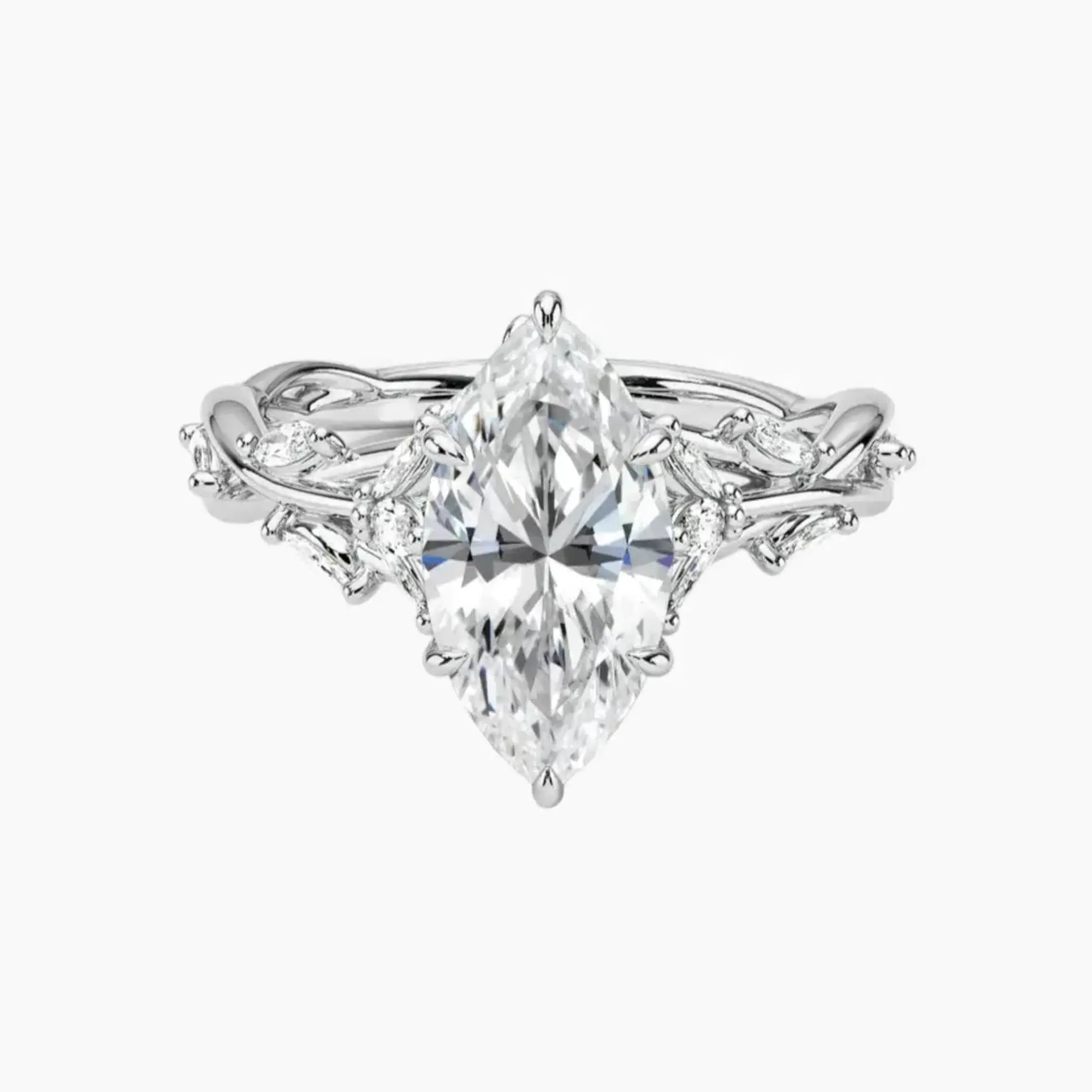 Florence 2.5 Carat Marquise Cut Solitaire Lab Grown Diamond Ring in 10K White Gold