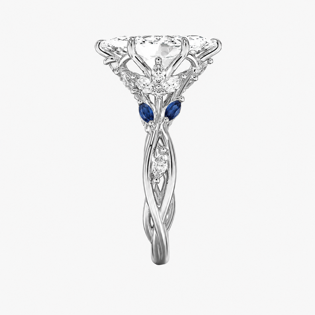 Florence 3.5 Carat Marquise Cut Solitaire Lab Grown Diamond Ring in Silver - View 4