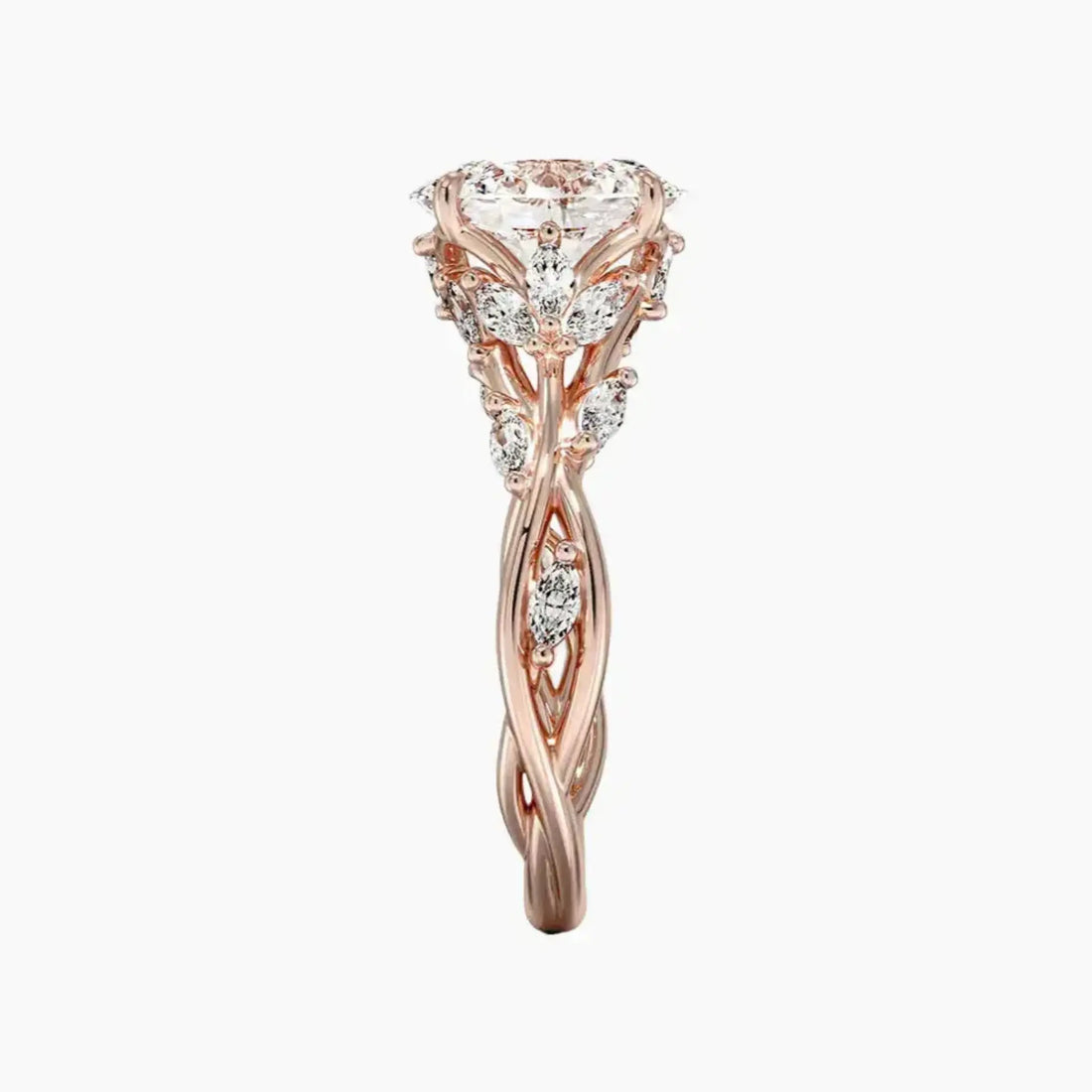 Melia Oval Designer 1.5 Carat Lab Grown Diamond Engagement Ring in 18K Rose Gold