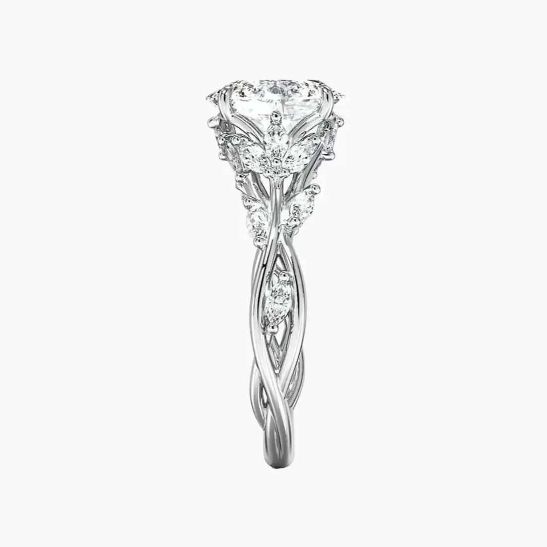 Florence 2.5 Carat Oval Cut Solitaire Lab Grown Diamond Ring in Silver - View 3