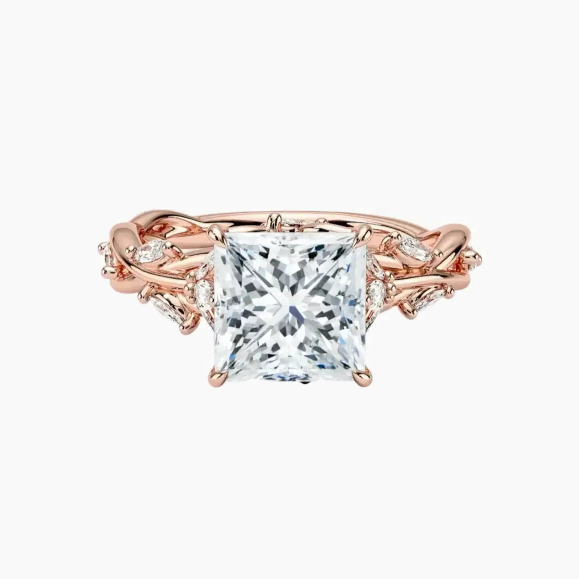 Florence 3.5 Carat Princess Cut Solitaire Lab Grown Diamond Ring in Silver - View 4