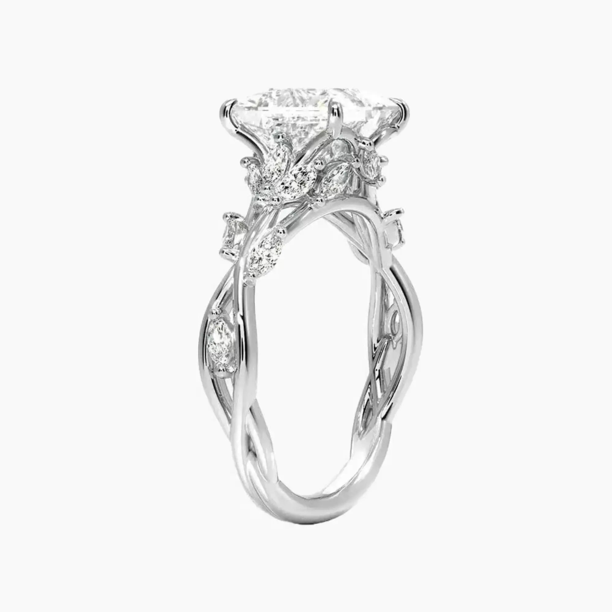 Florence 4.5 Carat Princess Cut Solitaire Lab Grown Diamond Ring in Silver - View 2