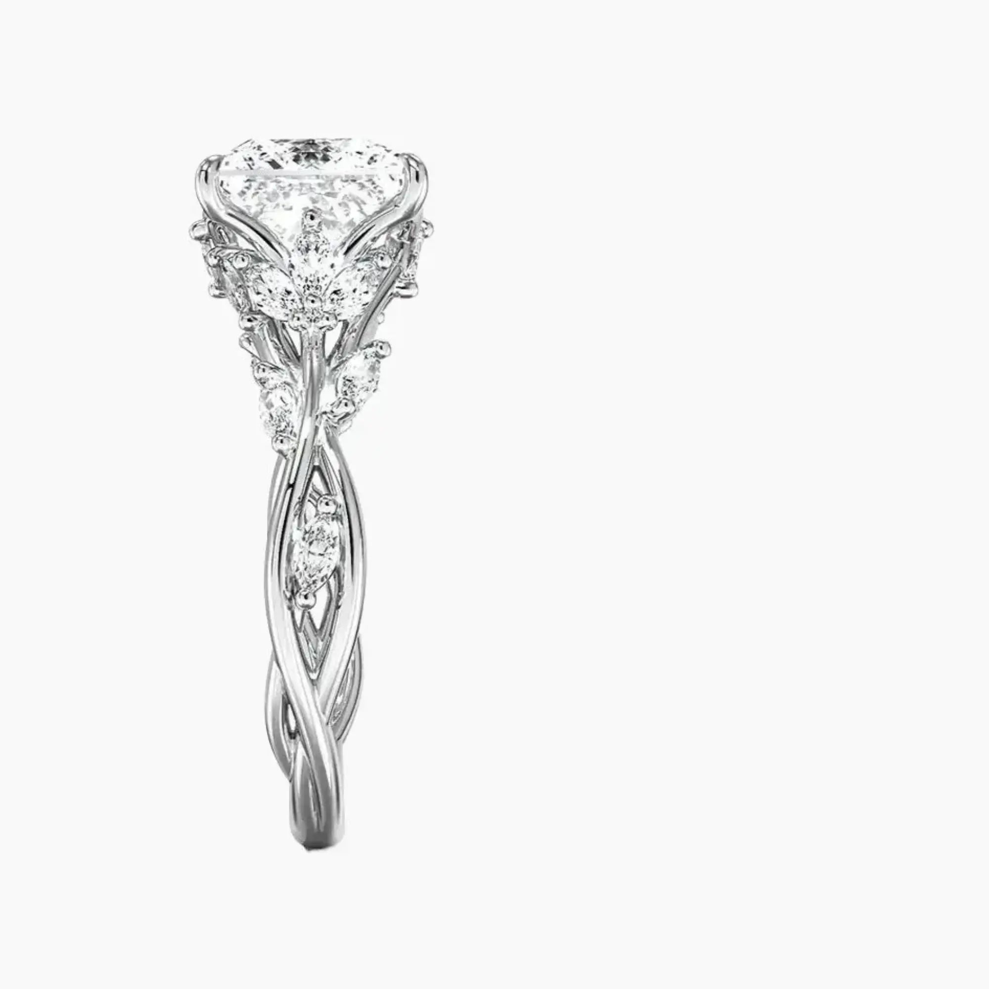 Florence 4.5 Carat Princess Cut Solitaire Lab Grown Diamond Ring in Silver - View 3