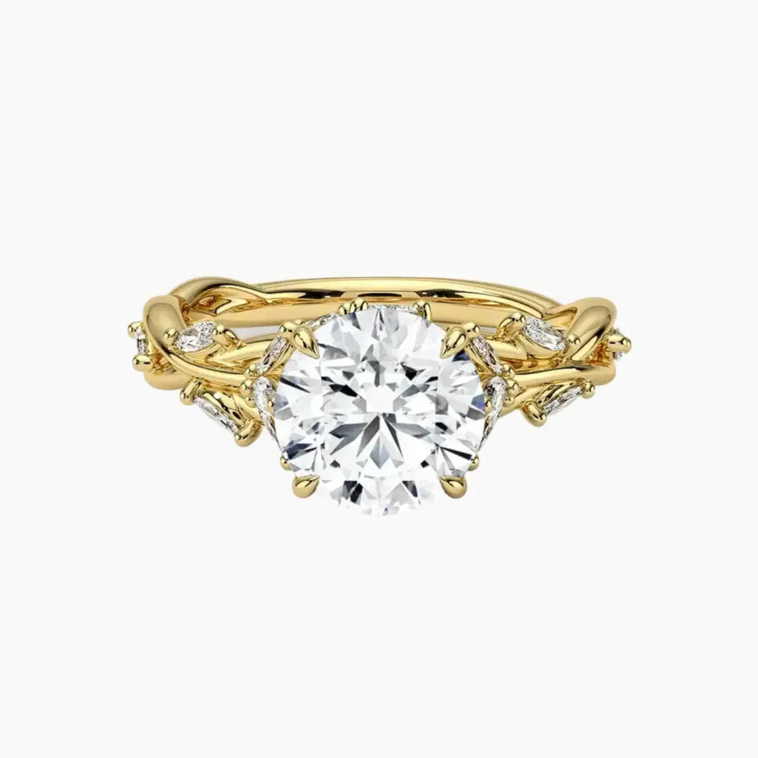 Florence 3.5 Carat Round Cut Solitaire Lab Grown Diamond Ring in 14K Yellow Gold