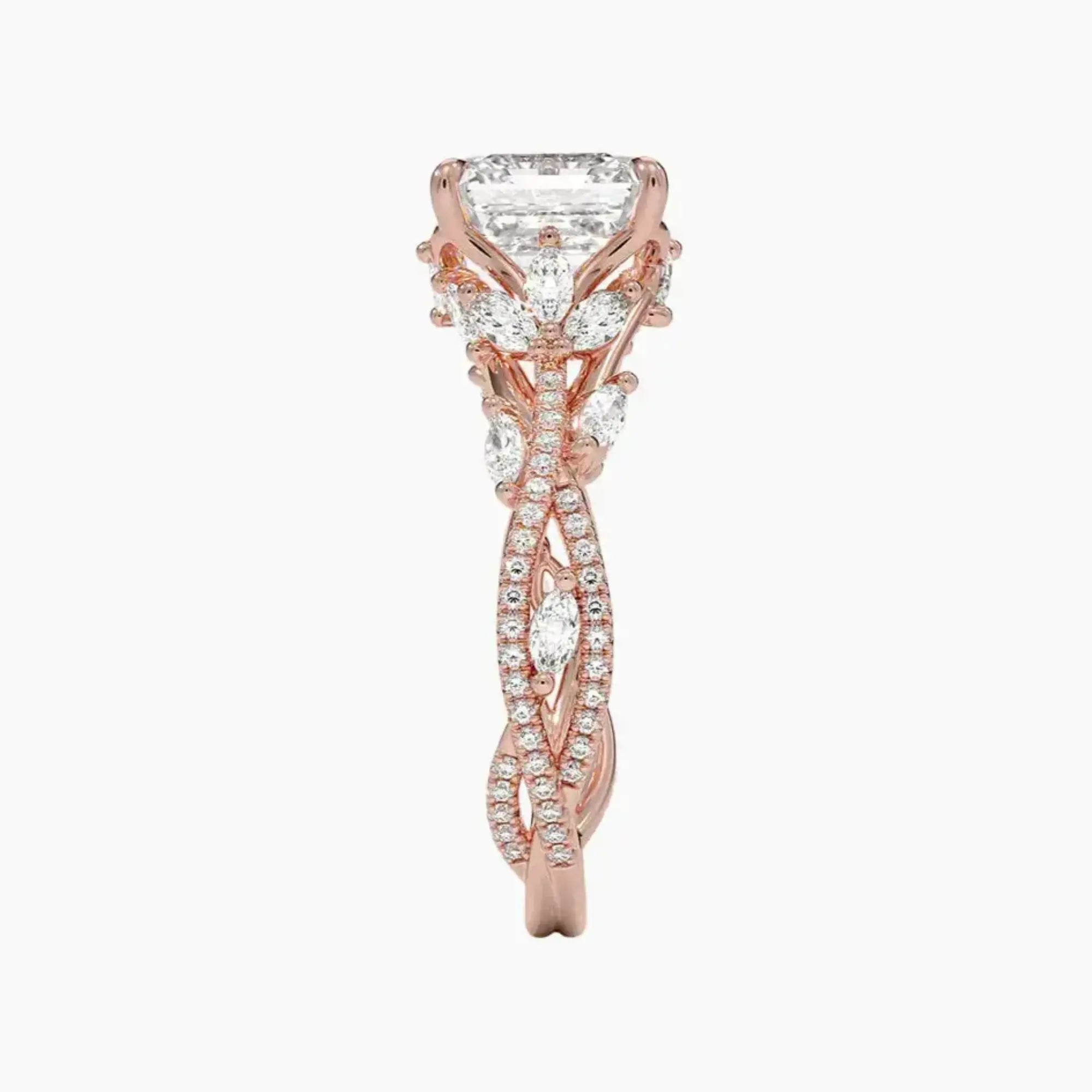 Florence Adorned 2 Carat Asscher Cut Solitaire Lab Grown Diamond Ring in 10K White Gold - View 6