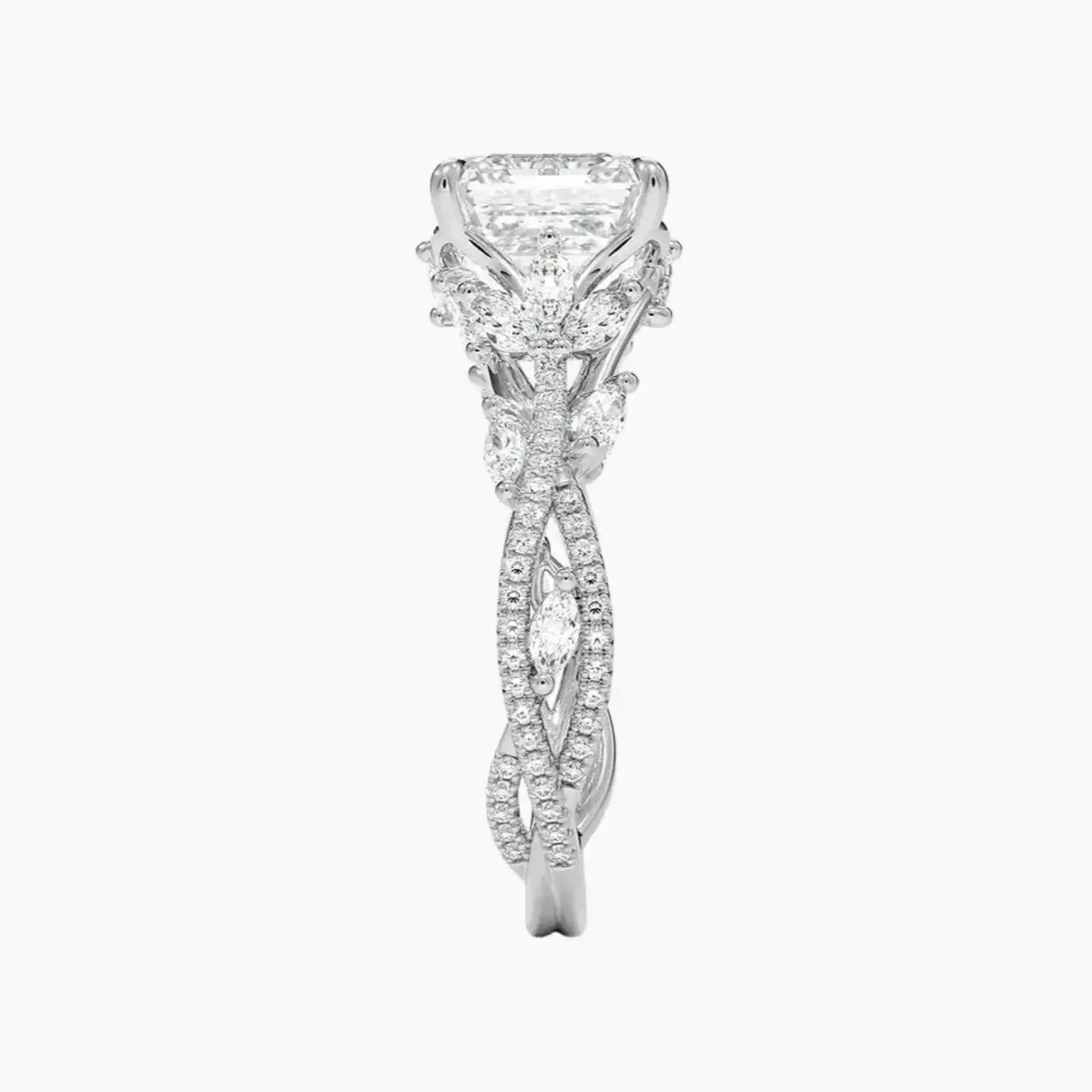 Florence Adorned 1 Carat Asscher Cut Solitaire Lab Grown Diamond Ring in 10K White Gold - View 3