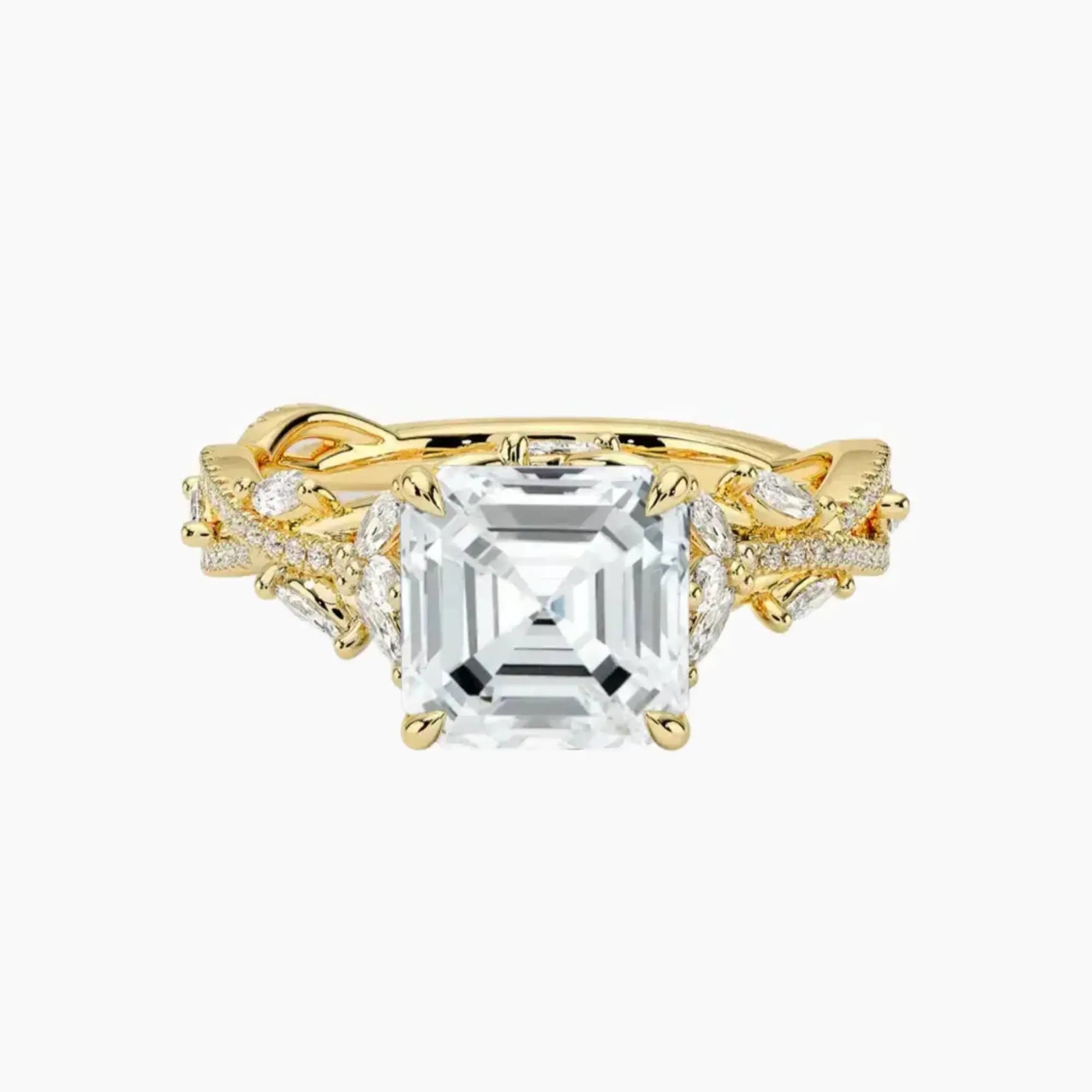 Florence Adorned 1 Carat Asscher Cut Solitaire Lab Grown Diamond Ring in 10K White Gold - View 7
