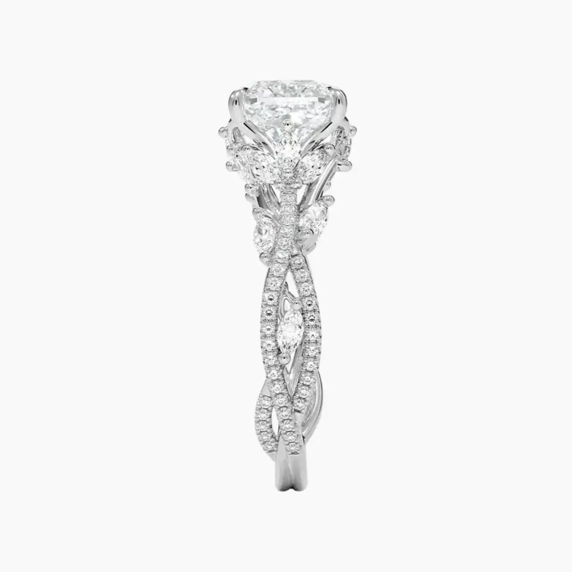 Florence Adorned 2 Carat Cushion Cut Solitaire Lab Grown Diamond Ring in 14K Yellow Gold - View 6