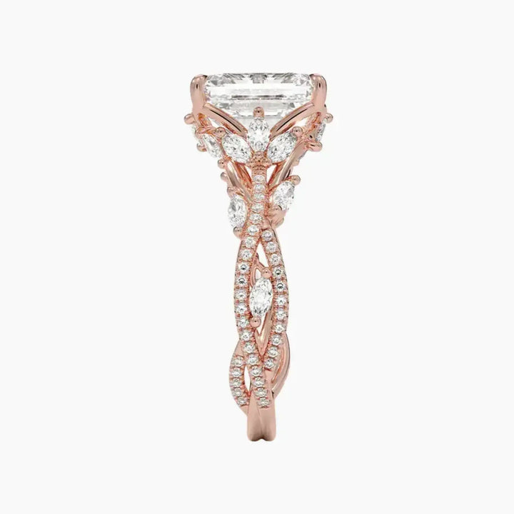 Florence Adorned 3 Carat Emerald Cut Solitaire Lab Grown Diamond Ring in 14K Yellow Gold - View 9