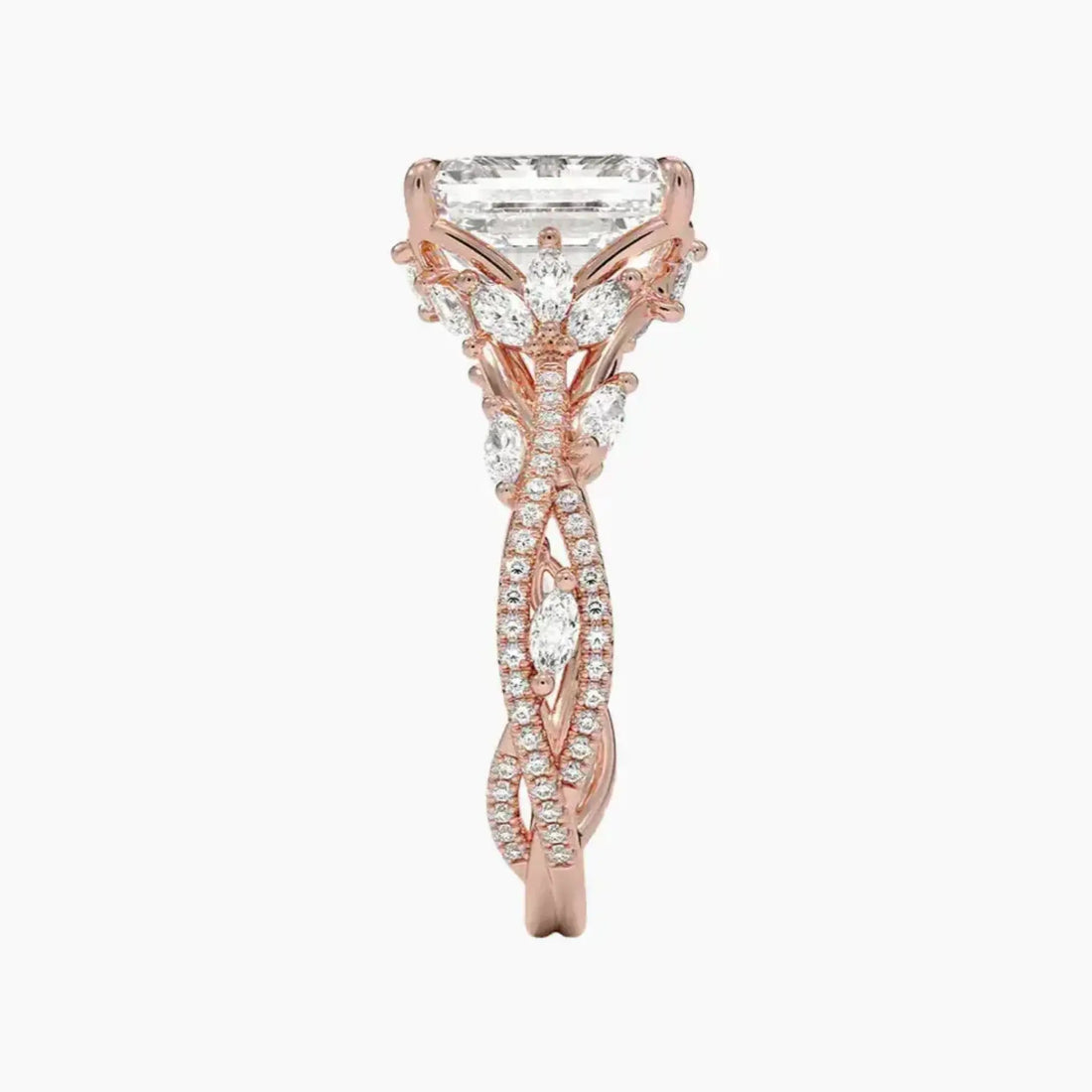 Florence Adorned 2 Carat Emerald Cut Solitaire Lab Grown Diamond Ring in 14K Yellow Gold - View 9