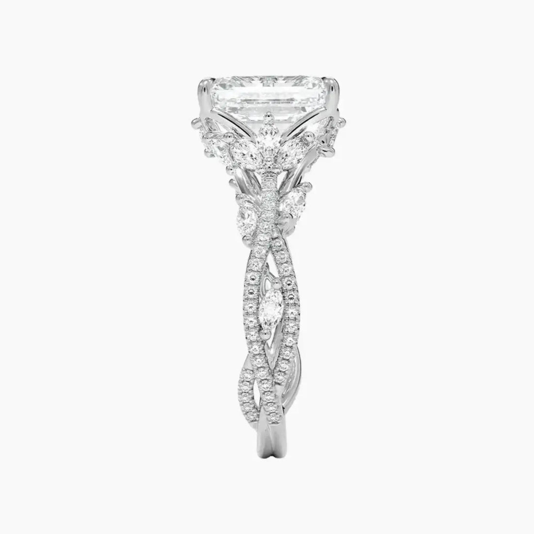 Florence Adorned 2 Carat Emerald Cut Solitaire Lab Grown Diamond Ring in 14K Yellow Gold - View 6