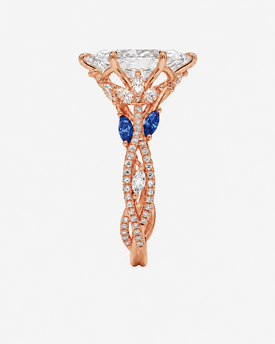Florence Adorned 4.5 Carat Marquise Cut Solitaire Lab Grown Diamond Ring in 10K Rose Gold - View 4