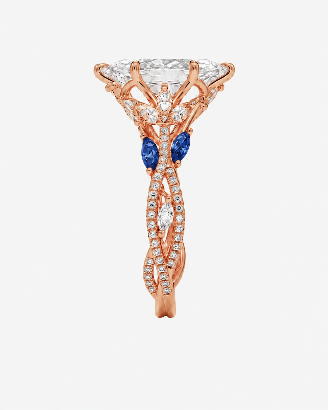 Florence Adorned 4.5 Carat Marquise Cut Solitaire Lab Grown Diamond Ring in 10K Rose Gold - View 4