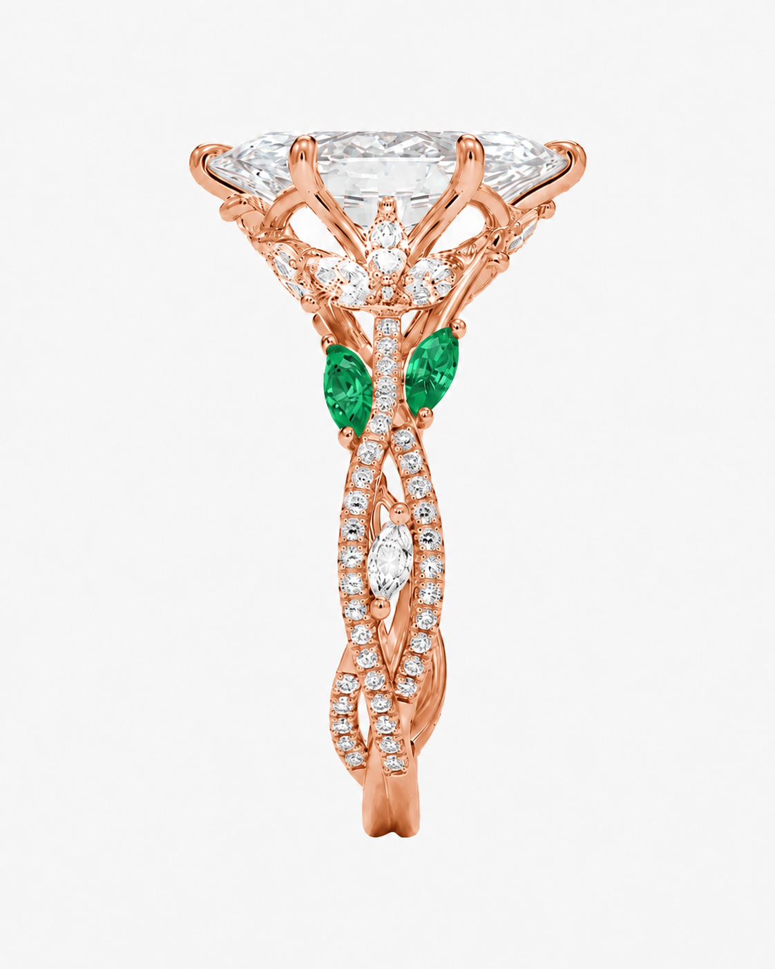 Florence Adorned 3.5 Carat Marquise Cut Solitaire Lab Grown Diamond Ring in 14K Rose Gold - View 6