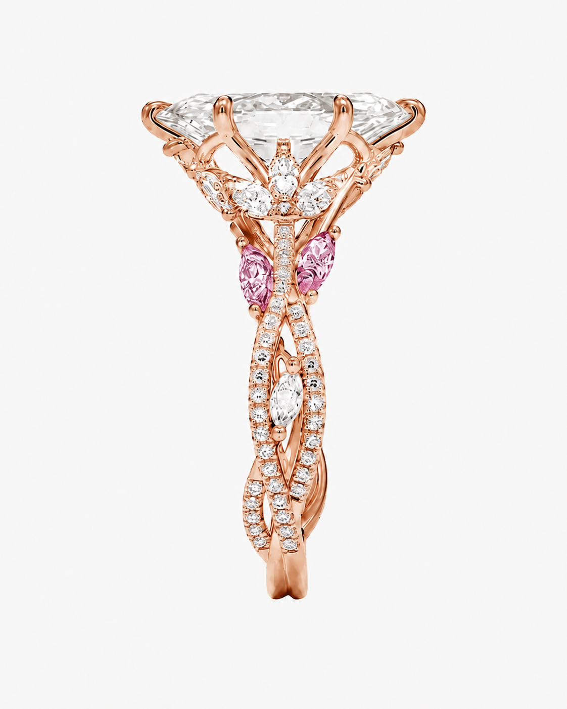 Florence Adorned 1.5 Carat Marquise Cut Solitaire Lab Grown Diamond Ring in 10K Rose Gold - View 7