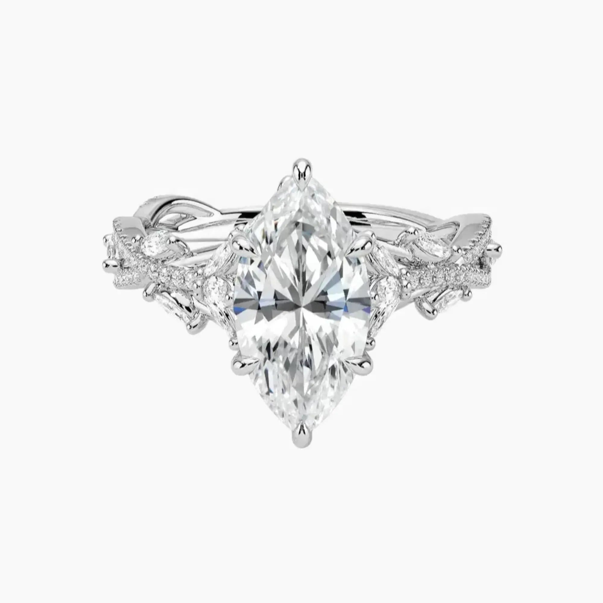 Florence Adorned 1.5 Carat Marquise Cut Solitaire Lab Grown Diamond Ring in 18K White Gold