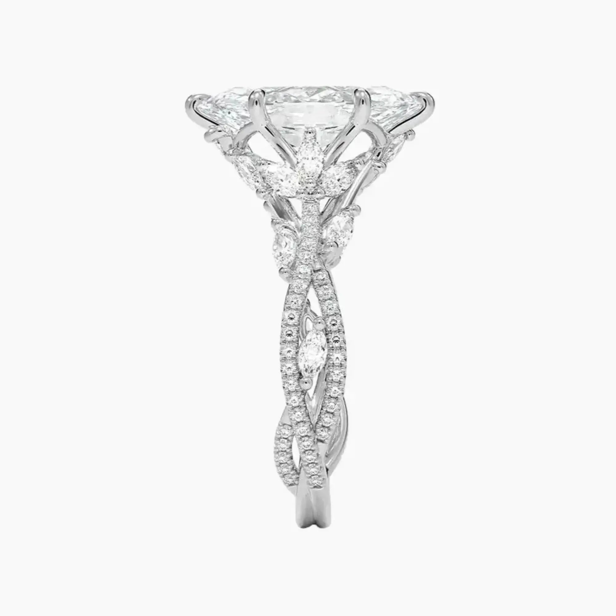 Florence Adorned 3.5 Carat Marquise Cut Solitaire Lab Grown Diamond Ring in Silver - View 3