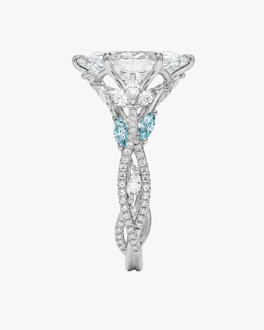 Florence Adorned 2 Carat Marquise Cut Solitaire Lab Grown Diamond Ring in 10K White Gold - View 8