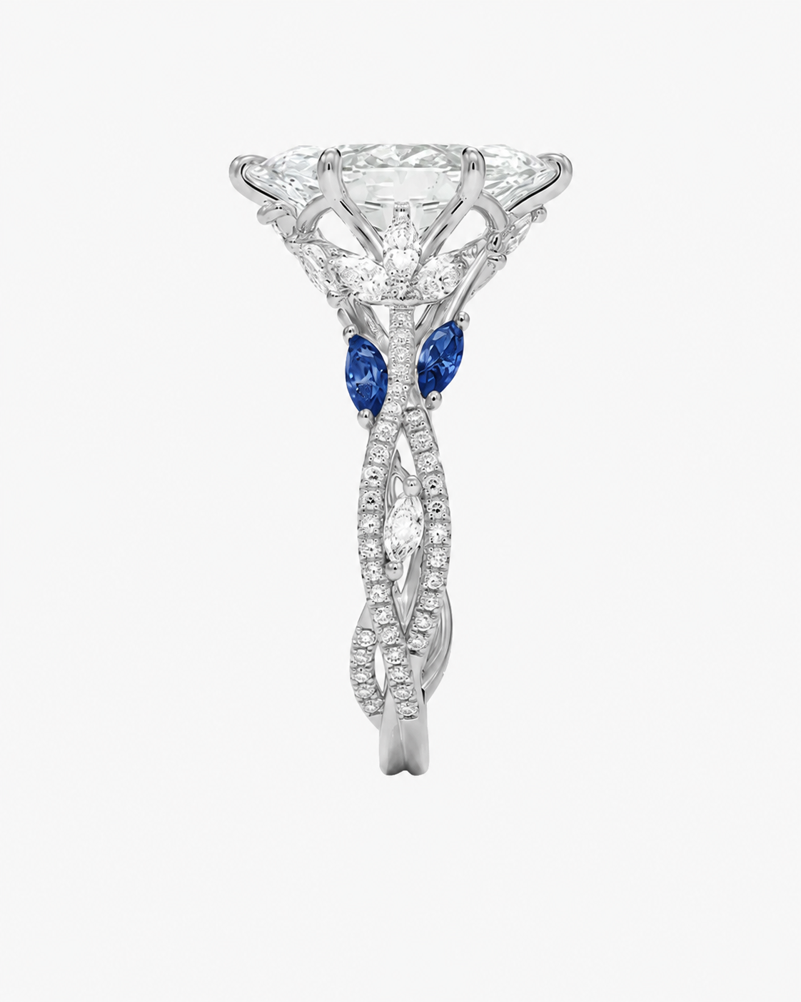 Florence Adorned 4.5 Carat Marquise Cut Solitaire Lab Grown Diamond Ring in 14K White Gold - View 4