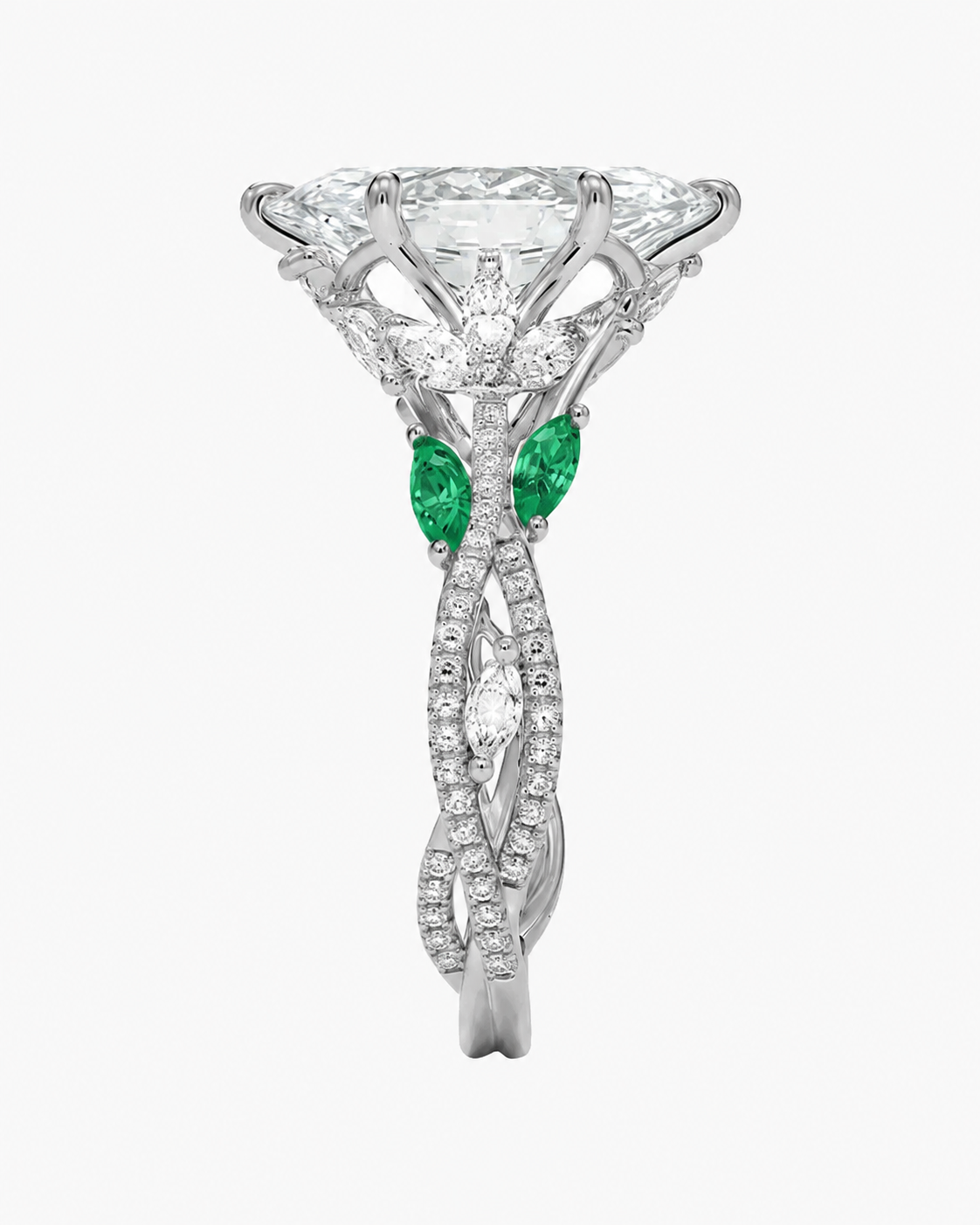 Florence Adorned 4.5 Carat Marquise Cut Solitaire Lab Grown Diamond Ring in 18K White Gold - View 6