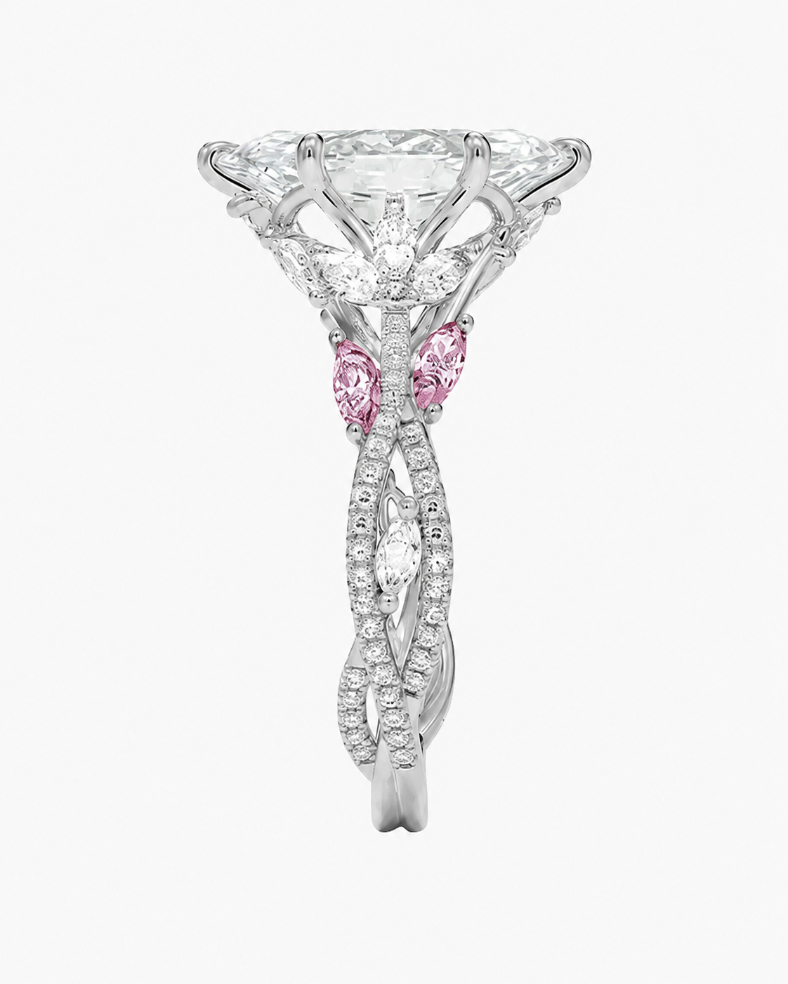 Florence Adorned 3.5 Carat Marquise Cut Solitaire Lab Grown Diamond Ring in Silver - View 7