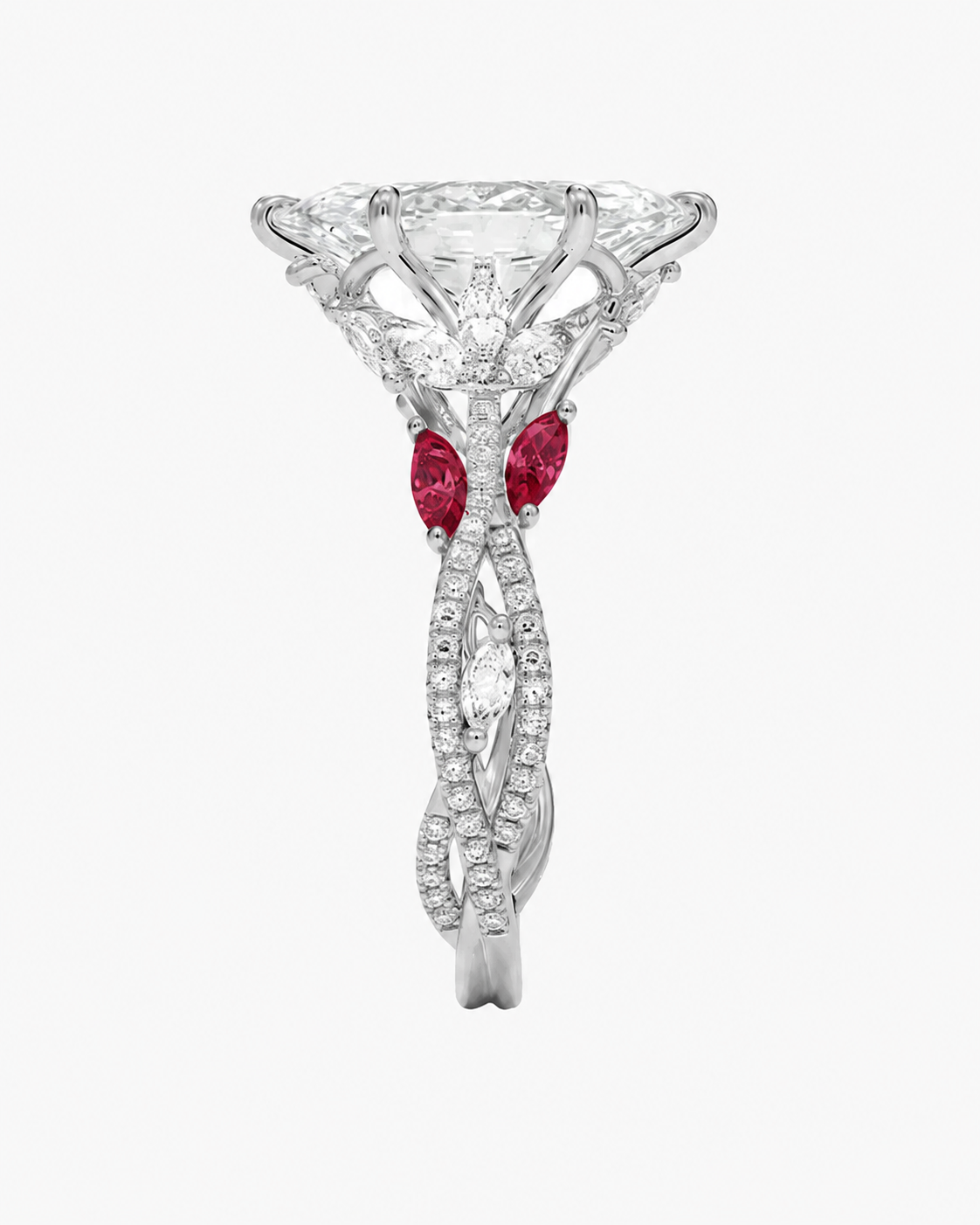 Florence Adorned 4.5 Carat Marquise Cut Solitaire Lab Grown Diamond Ring in 14K White Gold - View 5