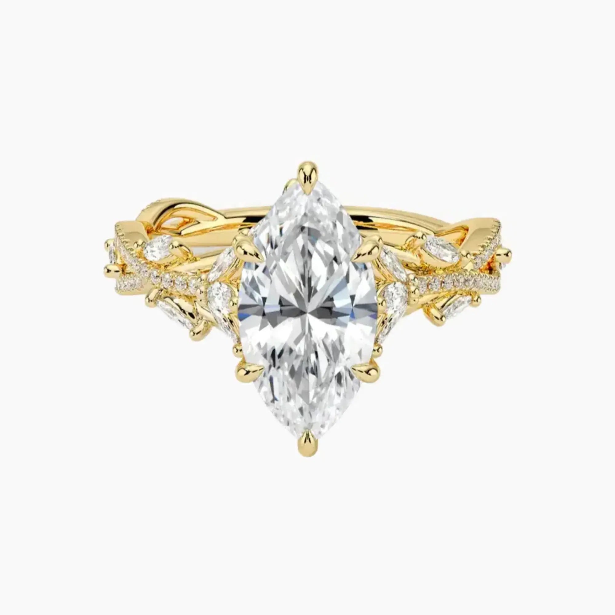 Florence Adorned 1 Carat Round Cut Solitaire Lab Grown Diamond Ring in 18K Yellow Gold