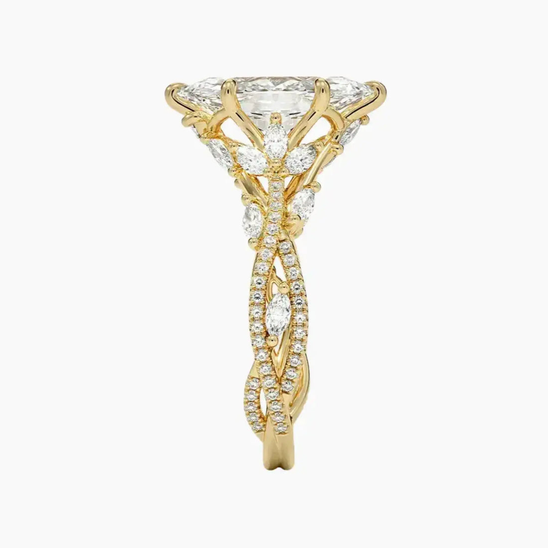 Florence Adorned 1.5 Carat Marquise Cut Solitaire Lab Grown Diamond Ring in 10K Yellow Gold - View 3