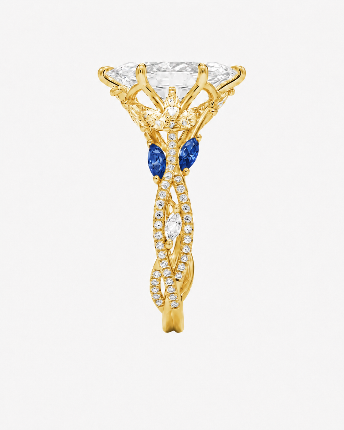 Florence Adorned 4 Carat Marquise Cut Solitaire Lab Grown Diamond Ring in 14K Yellow Gold - View 4