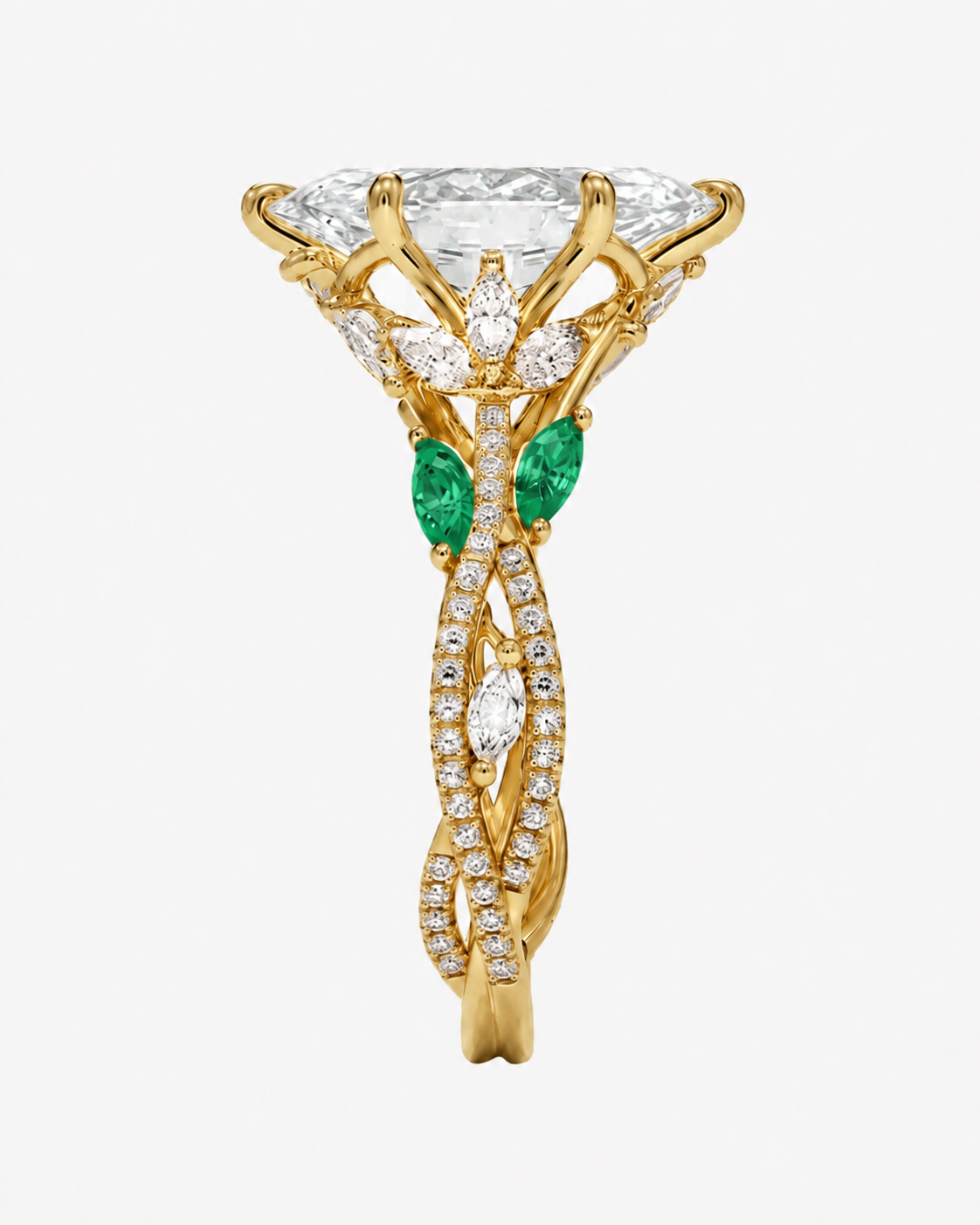 Florence Adorned 3 Carat Marquise Cut Solitaire Lab Grown Diamond Ring in 18K Yellow Gold - View 6