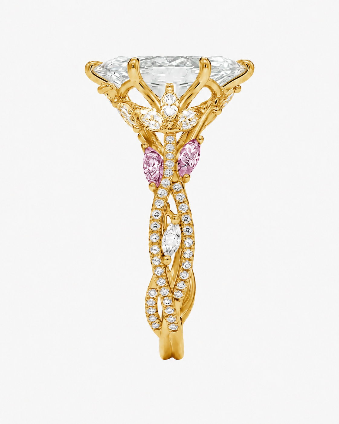 Florence Adorned 2.5 Carat Marquise Cut Solitaire Lab Grown Diamond Ring in 14K Yellow Gold - View 7