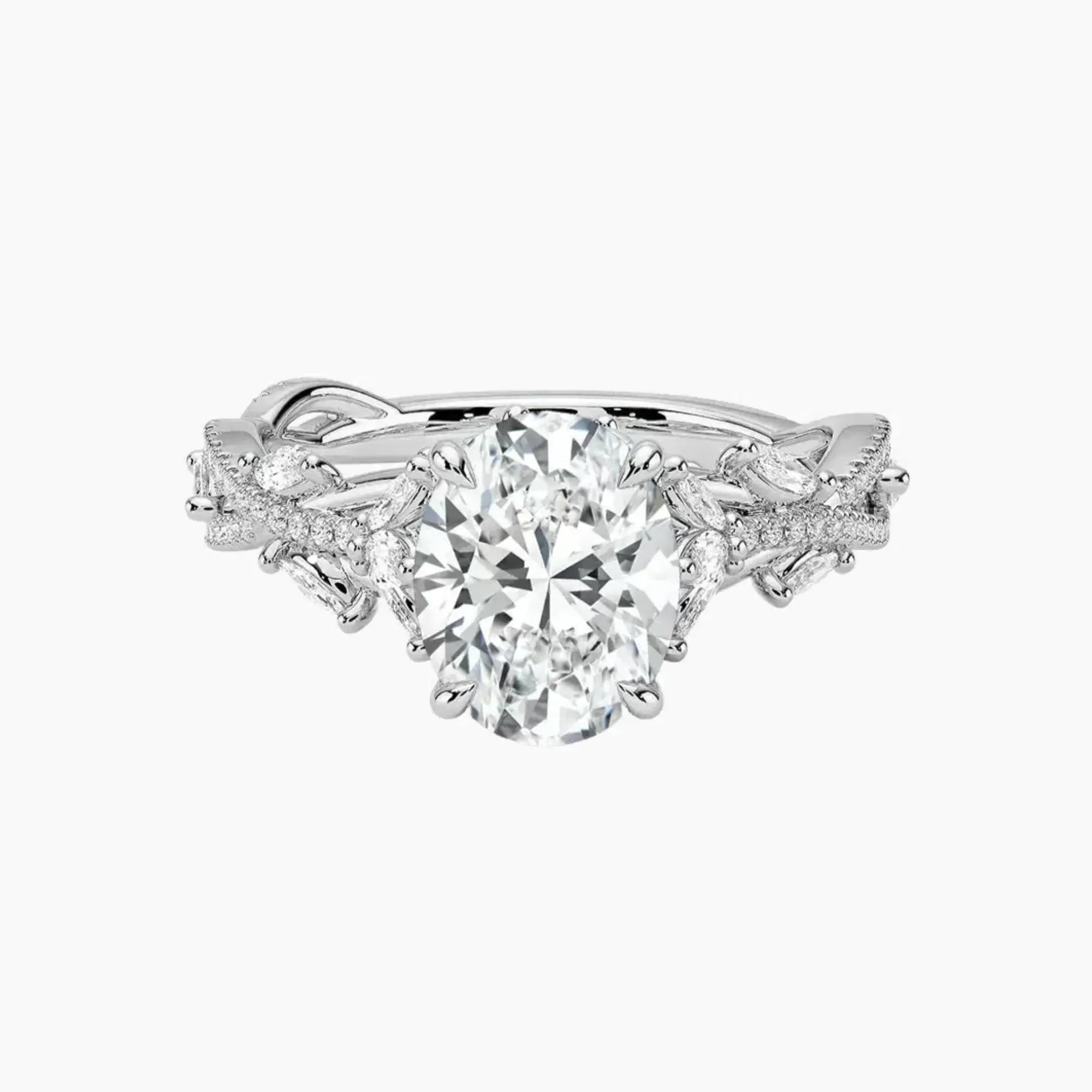 Florence Adorned 3 Carat Oval Cut Solitaire Lab Grown Diamond Ring in 14K Yellow Gold - View 4
