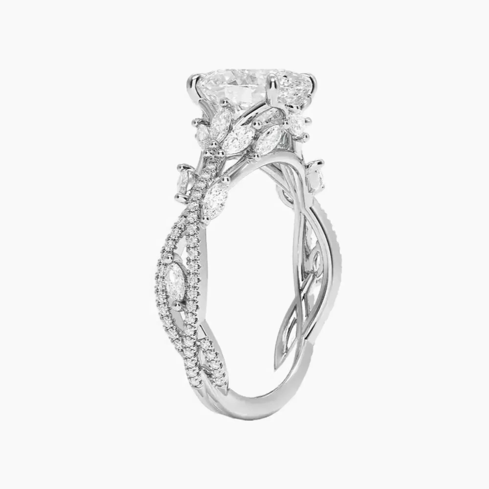 Florence Adorned 2 Carat Oval Cut Solitaire Lab Grown Diamond Ring in 14K Yellow Gold - View 5