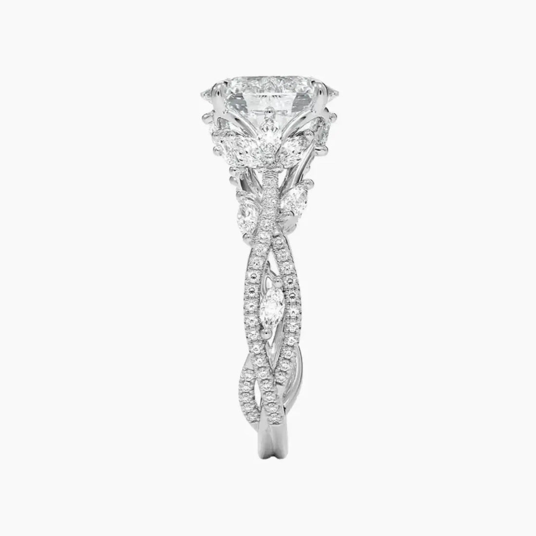 Florence Adorned 2 Carat Oval Cut Solitaire Lab Grown Diamond Ring in 14K Yellow Gold - View 6