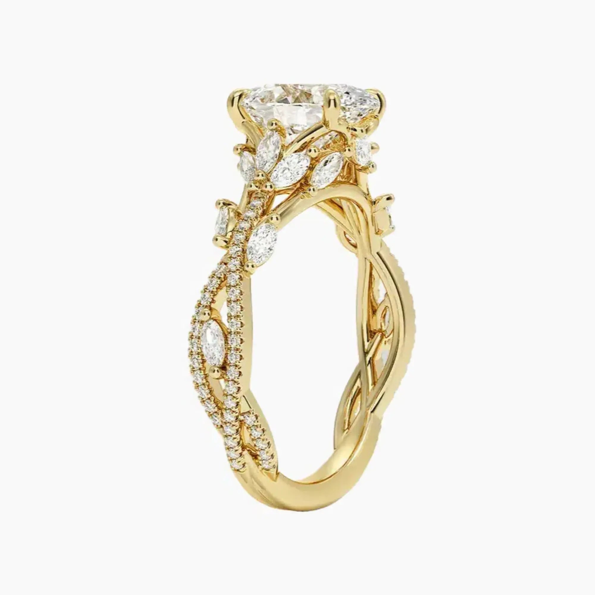 Florence Adorned 2 Carat Oval Cut Solitaire Lab Grown Diamond Ring in 14K Yellow Gold - View 2