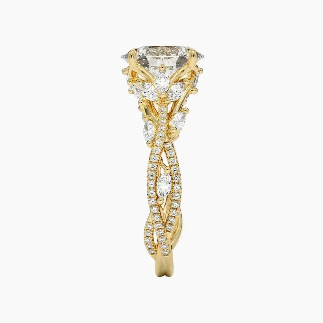 Florence Adorned 2 Carat Oval Cut Solitaire Lab Grown Diamond Ring in 14K Yellow Gold - View 3