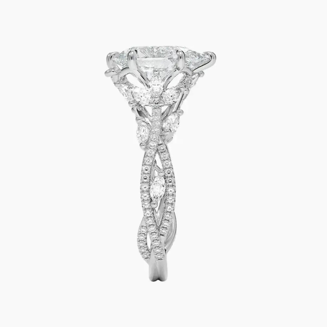 Florence Adorned 3 Carat Pear Cut Solitaire Lab Grown Diamond Ring in 14K Yellow Gold - View 6
