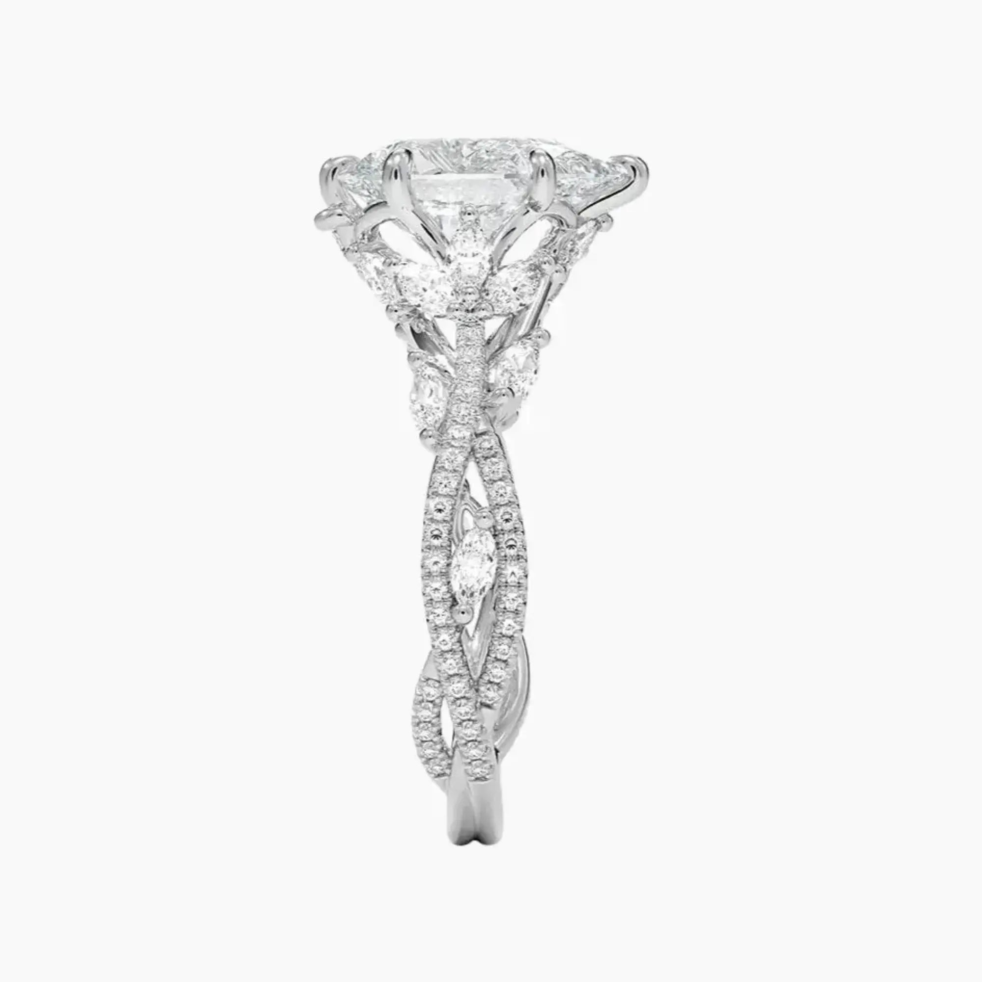 Melia Adorned Pear Designer 1.5 Carat Lab Grown Diamond Engagement Ring in 18K Rose Gold