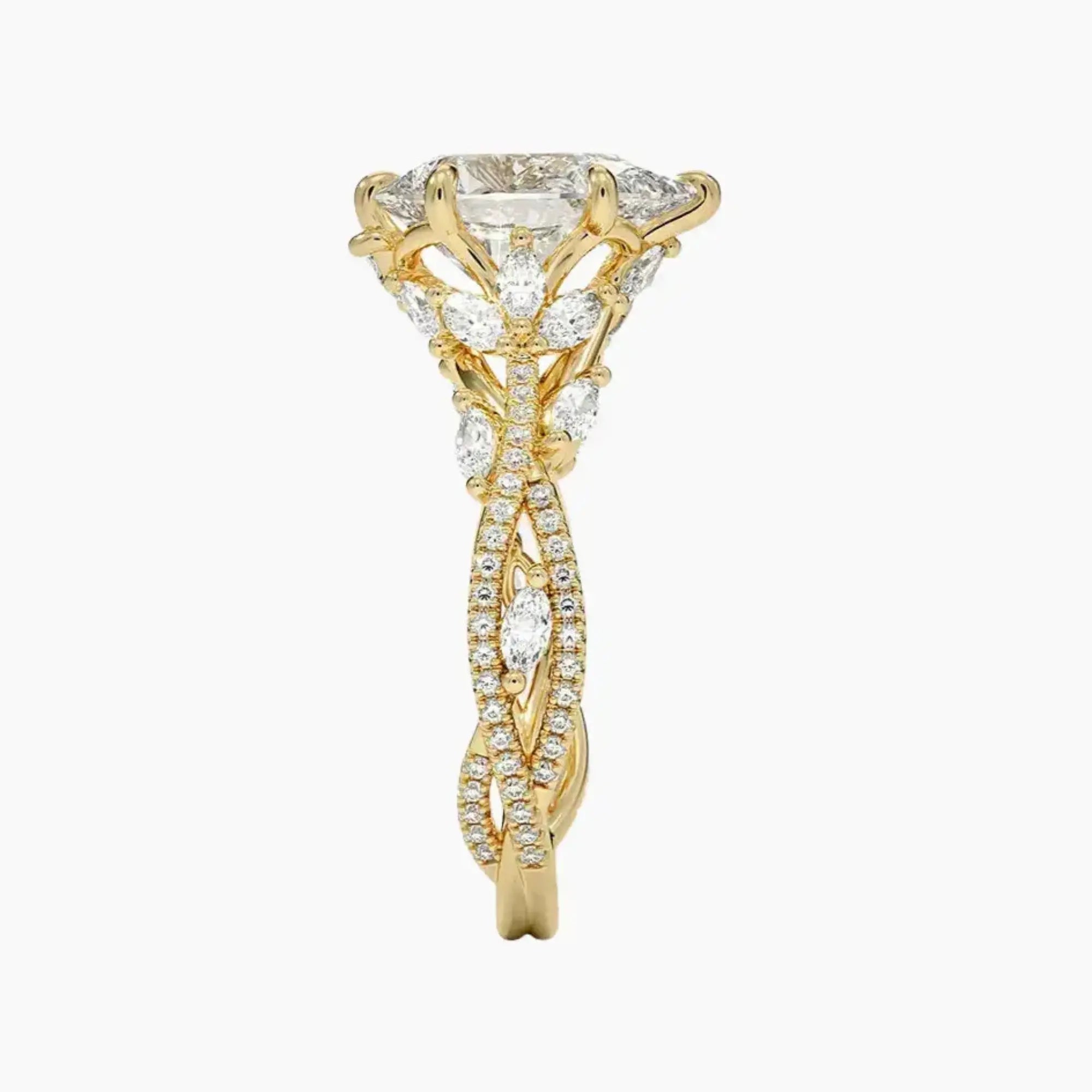 Florence Adorned 2 Carat Pear Cut Solitaire Lab Grown Diamond Ring in 14K Yellow Gold - View 3
