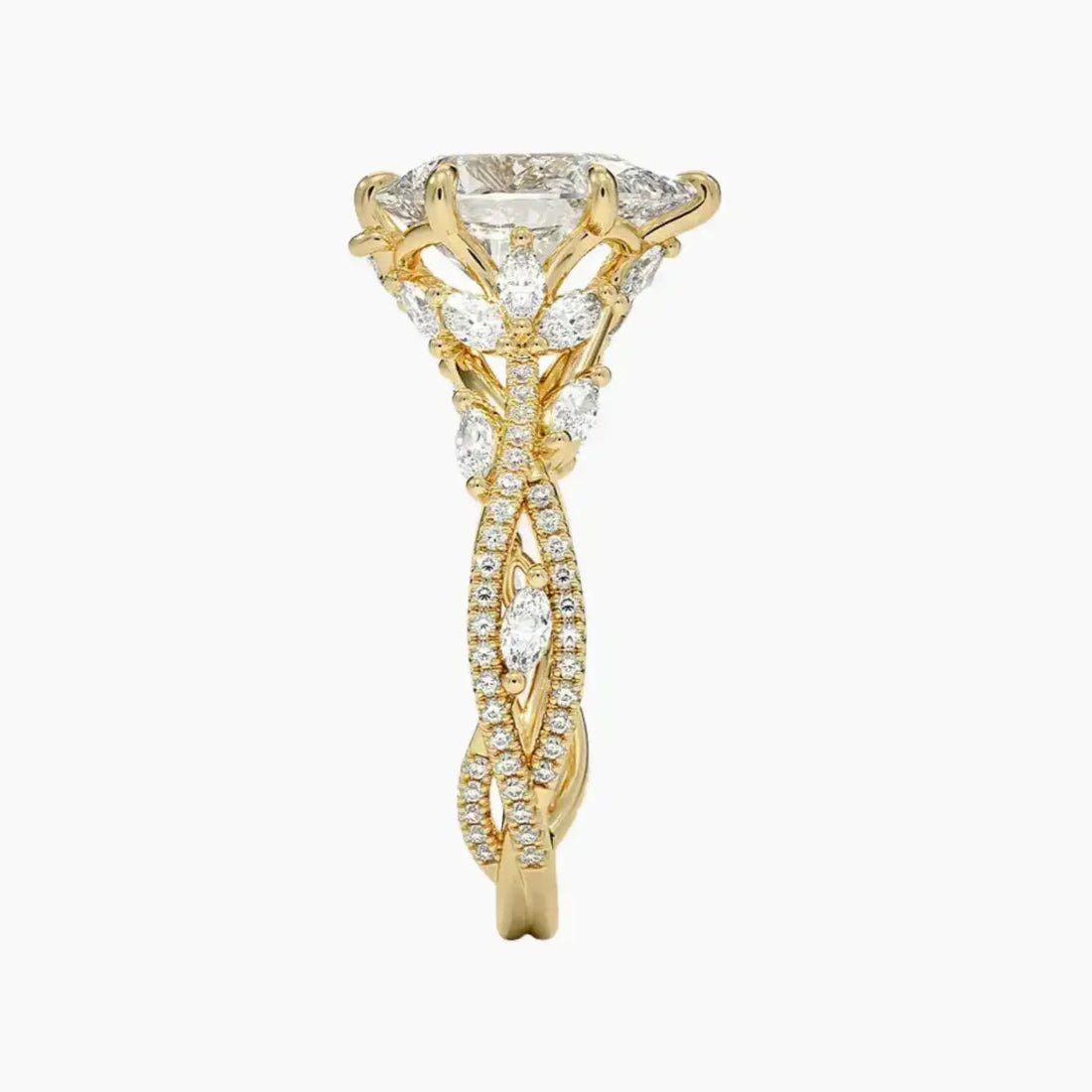 Melia Adorned Pear Designer 1.5 Carat Lab Grown Diamond Engagement Ring in 18K Rose Gold