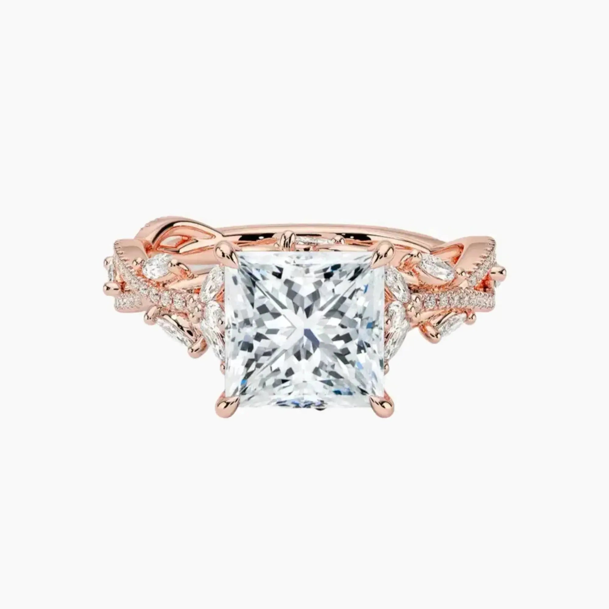 Florence Adorned 4 Carat Princess Cut Solitaire Lab Grown Diamond Ring in Platinum - View 4